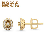 Diamond Oval Stud Earrings 0.13ct Halo Cluster 10K Yellow Gold Wholesale