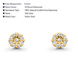 Solid 10K Yellow Gold 5.3mm Round Cluster Diamond Stud Earrings Wholesale