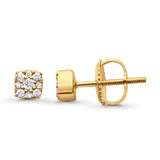 Solid 10K Yellow Gold 4.2mm Elegant Cluster Square Diamond Stud Earrings Wholesale