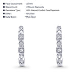 Solid 10K White Gold 12.7mm Brilliant Hinged Diamond Hoop Earrings Wholesale