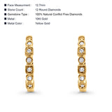 Solid 10K Yellow Gold 12.7mm Brilliant Hinged Diamond Hoop Earrings Wholesale
