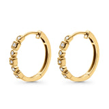 Solid 10K Yellow Gold 12.7mm Brilliant Hinged Diamond Hoop Earrings Wholesale