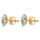 Solid 10K Two Tone Gold 9mm Enchanting Bloom Flower Diamond Stud Earrings Wholesale
