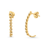 Solid 10K Yellow Gold 25.4mm J Shaped Spiral Twist Diamond Drop Hoop Earrings Wholesale