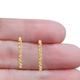 Solid 10K Yellow Gold 25.4mm J Shaped Spiral Twist Diamond Drop Hoop Earrings Wholesale