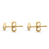 Solid 10K Two Tone Gold 4.4mm Heart Shaped Round Diamond Stud Earrings Wholesale