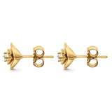 Solid 10K Yellow Gold 8.5mm Floral Minimalist Diamond Stud Earrings Wholesale