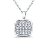14K White Gold .15ct Princess Shaped Diamond Pendant Necklace 18 inch Chain