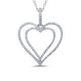 14K White Gold Diamond Heart Pendant .16ct Pave Set 18 inch Chain