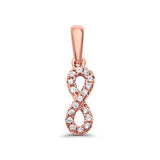 14K Rose Gold .09ct G SI Diamond Infinity Pendant .56" Long
