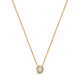 Diamond Solitaire Pendant 14K Yellow Gold .07ct Round 18 Inch Necklace