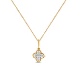14K Yellow Gold 0.09ct Diamond Quatrefoil Necklace 18 Inch