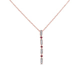 14K Rose Gold .09ct G SI Diamond & Ruby Antique Style Pendant Necklace 18" Long