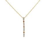 14K Yellow Gold .09ct G SI Diamond & Ruby Antique Style Pendant Necklace 18" Long