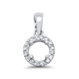 14K White Gold .06ct Round Diamond Semi Mount Pendant