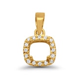 14K Yellow Gold .06ct Square Cushion Diamond Semi Mount Pendant