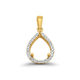 14K Yellow Gold .10ct Pear Teardrop Diamond Semi Mount Pendant