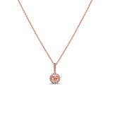 10K Rose Gold Morganite & Diamond .58cts Round Pendant Necklace 18" Long