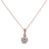 10K Rose Gold Necklace 0.55cts Round Green Amethyst & Diamond 18 inch Long