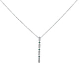 10K White Gold .10cts Diamond Drop Necklace Green Emerald 18 inch