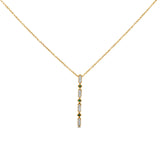 10K Yellow Gold .10cts Green Emerald & Drop Diamond Pendant Necklace 18"