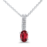 10K White Gold Ruby & Diamond .89ct Solitaire Pendant Necklace 18 Inch