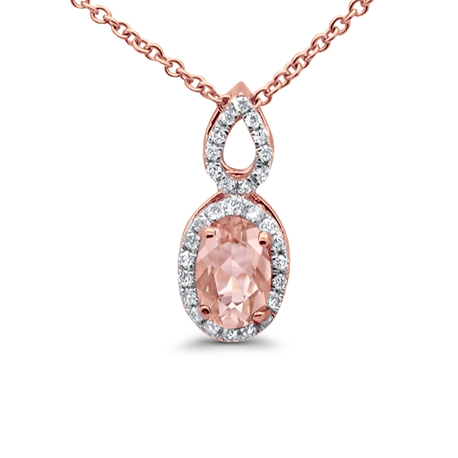 18K Rose Gold Diamond and Pear Morganite Pendant – Maurice's Jewelers