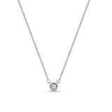 14K White Gold Diamond Solitaire Pendant Necklace .04ct 18 Inch