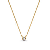 14K Yellow Gold Round Diamond .04ct Solitaire Pendant Necklace 18 Inch