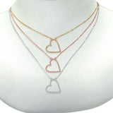 14K White Gold Trendy Sideways Heart Diamond .09ct Pendant Necklace 16"+2"