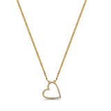 14K Yellow Gold Heart Diamond Necklace .09ct, 16+2 Inch