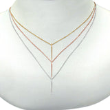 14K Rose Gold Diamond Drop Dangle .03ct Pendant Necklace 16"+2" Ext
