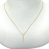 14K Yellow Gold Diamond Drop Dangle .03ct Pendant Necklace 16"+2" Ext