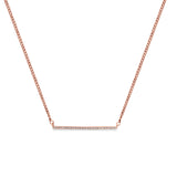 14K Rose Gold Trendy Diamond Bar .07ct Pendant Necklace 16"+2" Ext