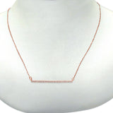 14K Rose Gold Trendy Diamond Bar .07ct Pendant Necklace 16"+2" Ext