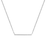 14K White Gold Trendy Diamond Bar .07ct Pendant Necklace 16"+2" Ext