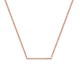14K Rose Gold Diamond Line Bar .07ct 1.60 grams Necklace 16"+2" Ext
