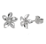 Solid 925 Sterling Silver Plumeria Clove Stud Earrings