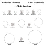 1.5mm Thickness Snap Post Hoop Earring Hoop Earrings Round 925 Sterling Silver (10mm-80mm)