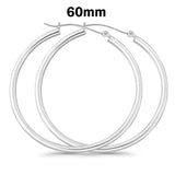 3mm Thickness Snap Post Hoop Earrings Round 925 Sterling Silver (20mm-55mm)