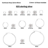 3mm Thickness Snap Post Hoop Earrings Round 925 Sterling Silver (20mm-55mm)