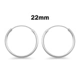 1.2 mm Thickness Continuous Hoop Earrings Round 925 Sterling Silver (8mm-55mm)