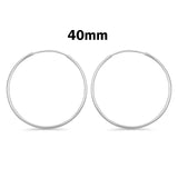 1.2 mm Thickness Continuous Hoop Earrings Round 925 Sterling Silver (8mm-55mm)
