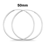 1.5mm Thickness Continuous Hoop Earrings Round 925 Sterling Silver (8mm-90mm)