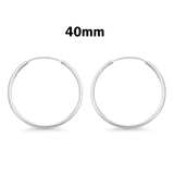 2mm Thickness Continuous Hoop Earrings Round 925 Sterling Silver (10mm-80mm)
