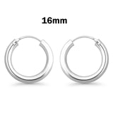 3mm Thickness Continuous Hoop Earrings Round 925 Sterling Silver (14mm-80mm)