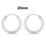 3mm Thickness Continuous Hoop Earrings Round 925 Sterling Silver (14mm-80mm)