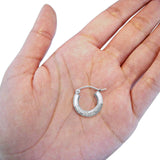 Diamond Cut 14K White Gold Real 3mm Snap Closure Hoop Earrings Hinged 1gram 14mm