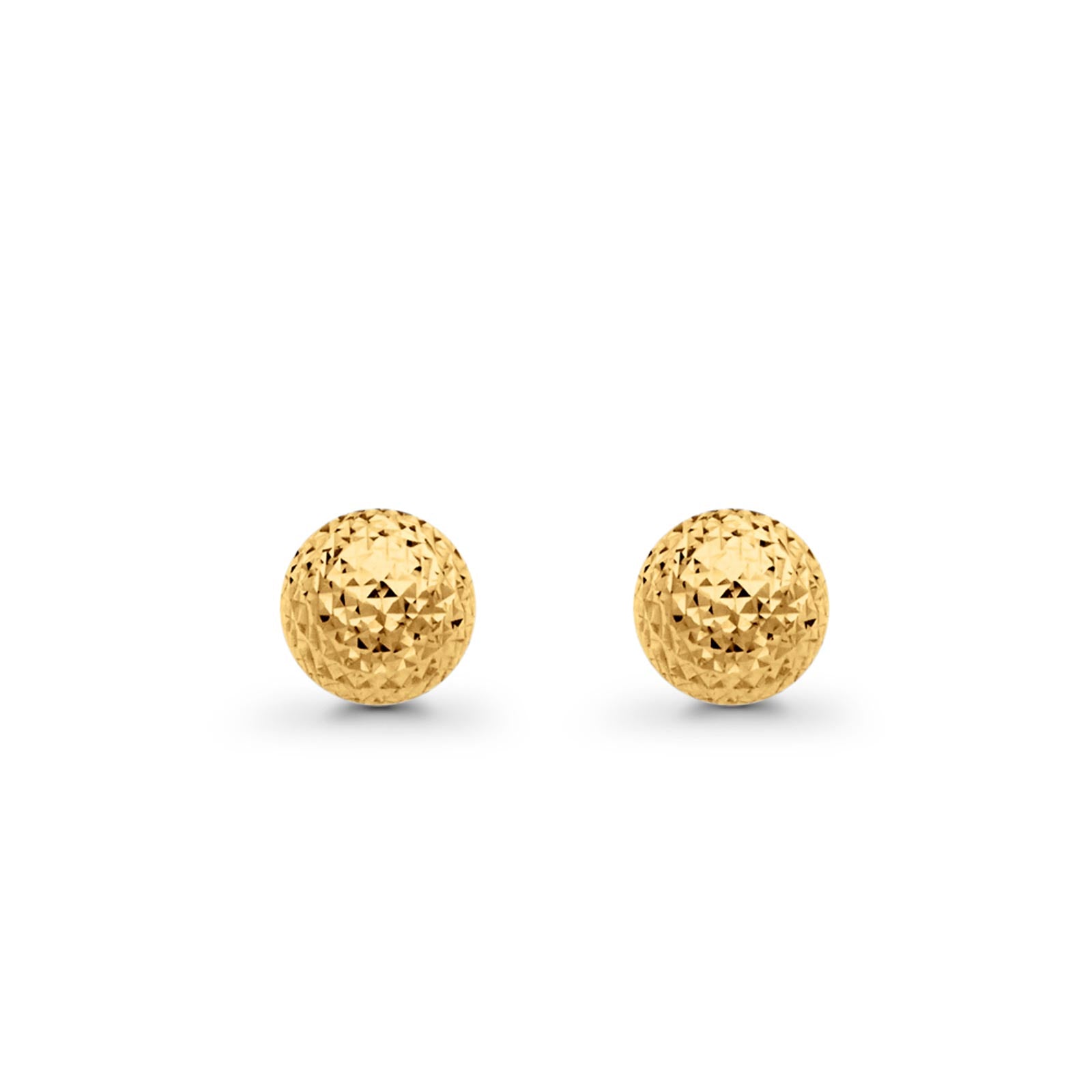 Yellow Gold Real 14K Full Diamond Cut Ball Post Earrings 1.4grams 10mm