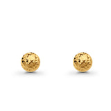 Real 14K Yellow Gold Full Diamond Cut Ball Post Lovely Earrings 1gram 7mm